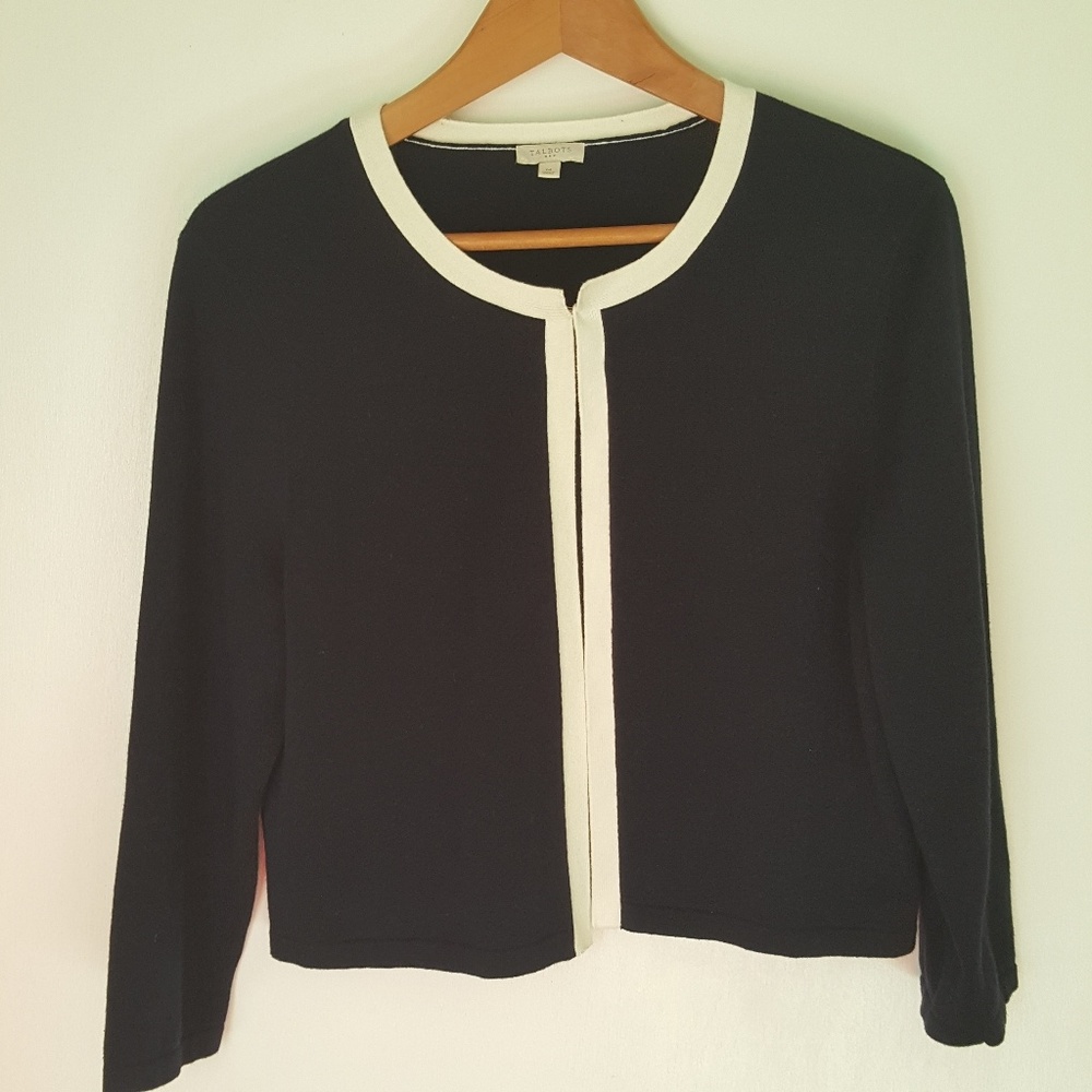 Talbots Cropped Open Front Cardigan